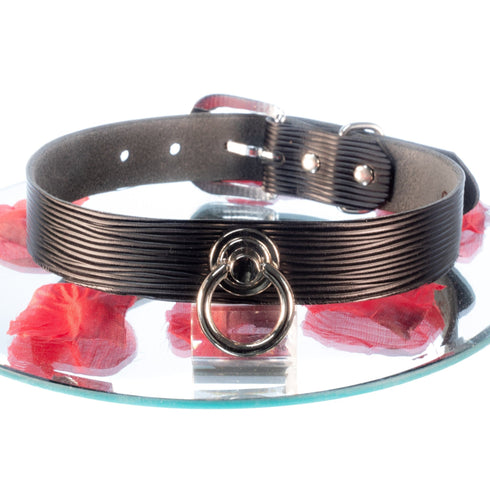 SiaLinda: Halsband Stria, edles italienisches Premiumleder, Streifenlook - SiaLinda.com